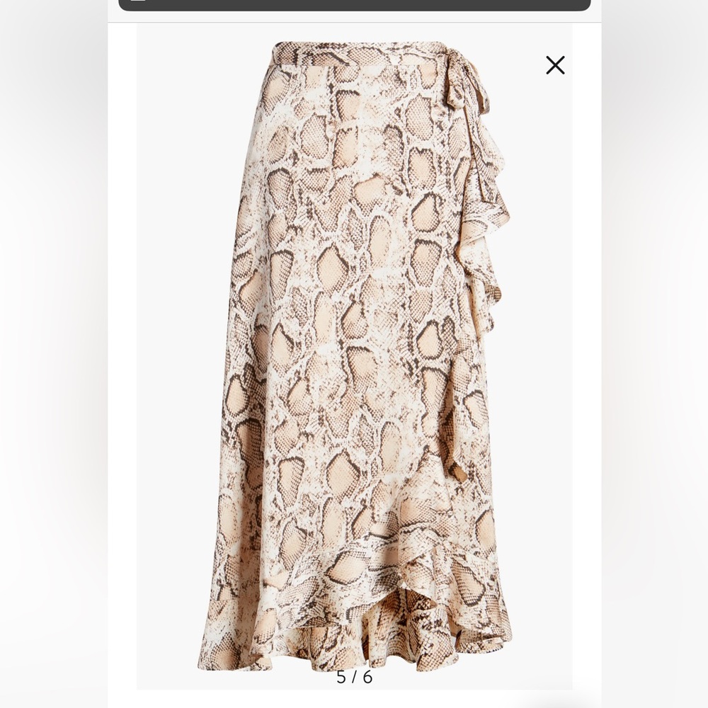Lulus Snake Print Midi Wrap Skirt: Brand new!